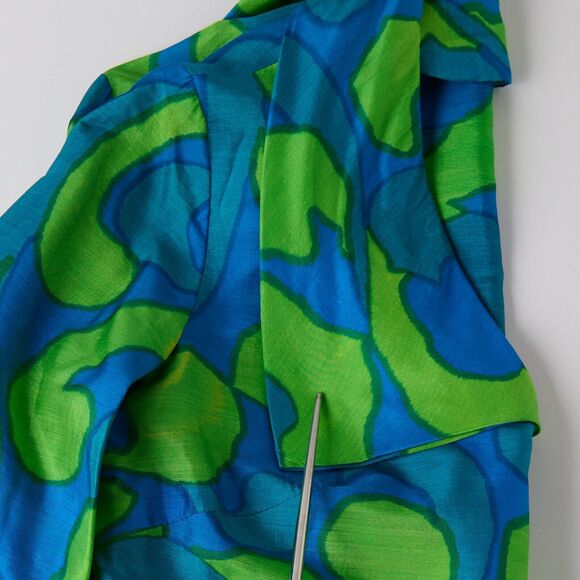 VTG 60s Psychedelic Blouse M Mod Abstract Art Top Statement Retro Groovy Stains - Picture 9 of 14